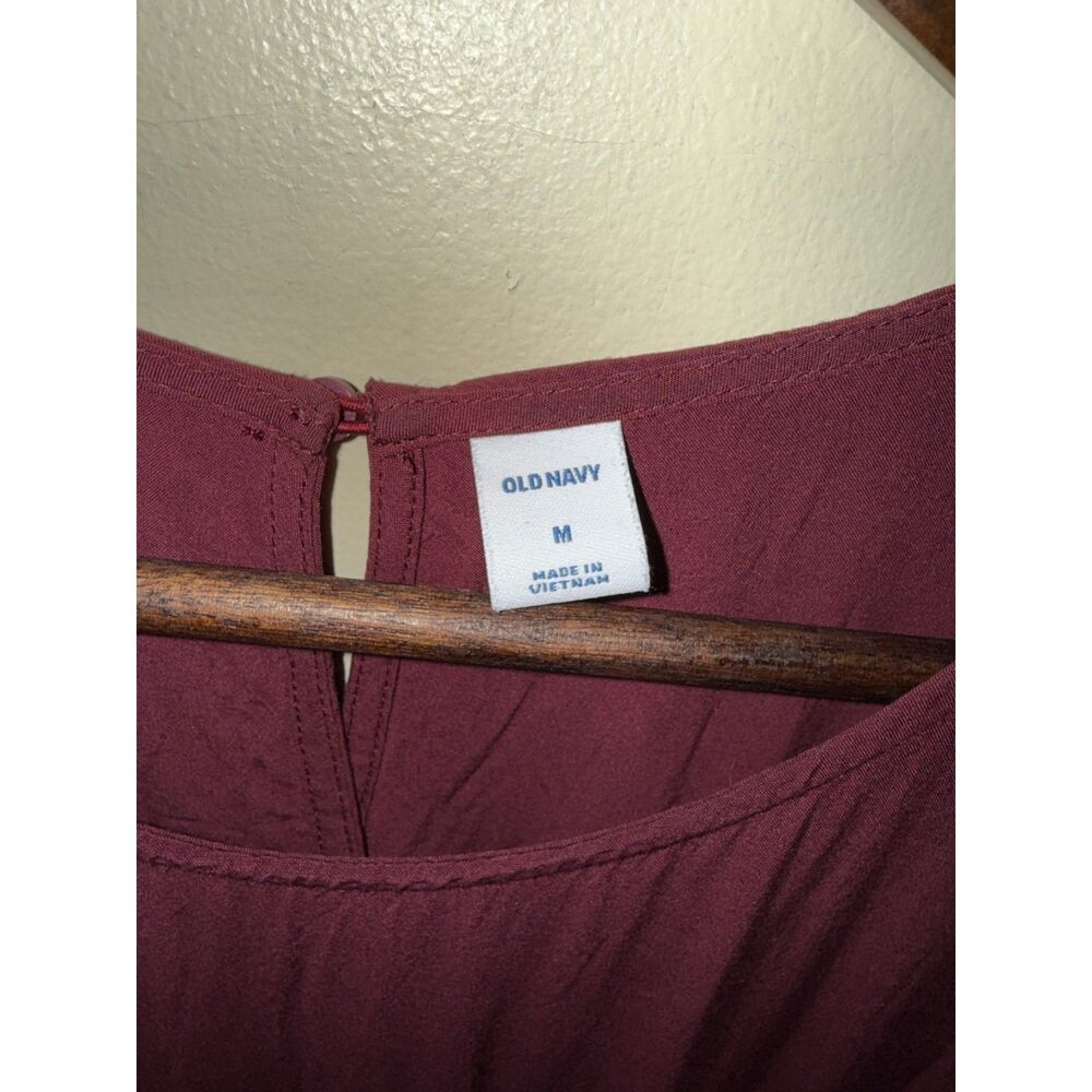 Old Navy Burgundy Short Sleeve Open Wrap Back Jumpsuit with Pockets - Size M - Picture 3 of 12
